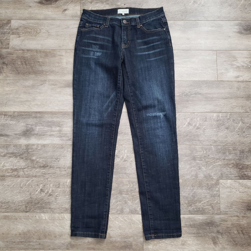 Halogen Girlfriend Distressed Mark Dark Wash Jeans Women Stretch Denim 24